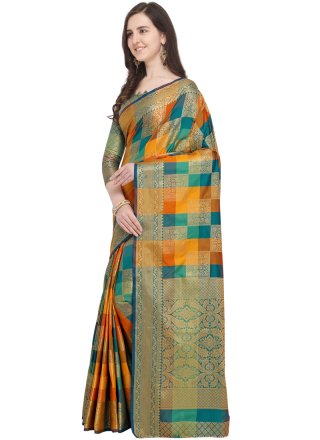 Multi Colour Woven Traditional Designer Saree