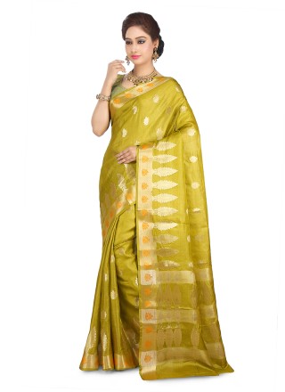 Mustard Art Banarasi Silk Reception Designer Traditional Saree