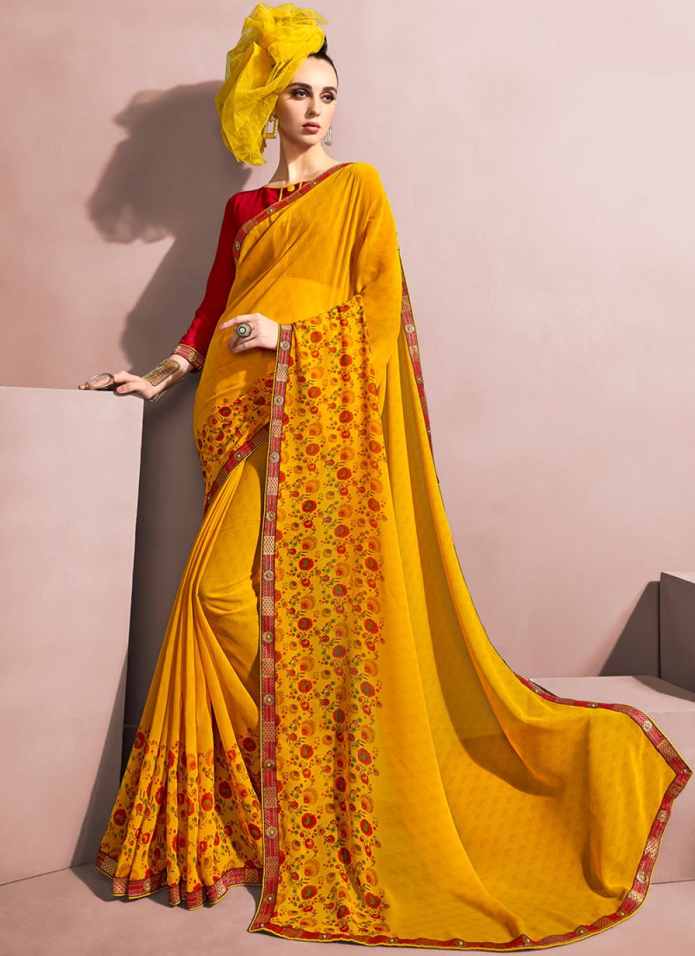 Buy Mustard Color Casual Saree Online 128463
