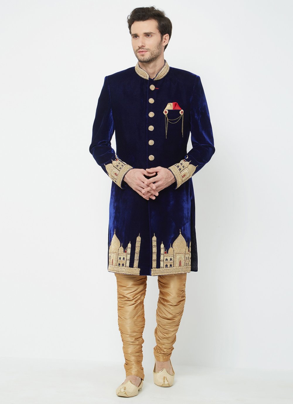 indo western blue sherwani