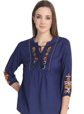 Navy Blue Party Casual Kurti