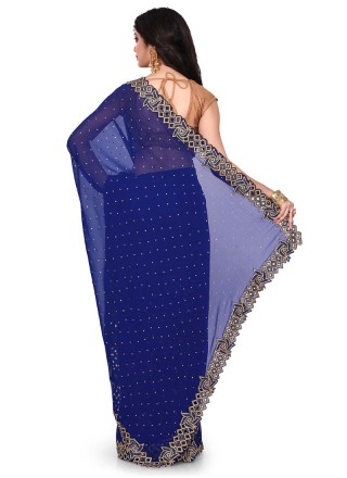 Navy Blue Party Georgette Designer Traditional Saree
