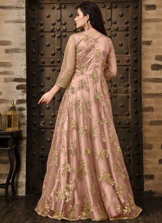 Net Anarkali Salwar Suit in Pink