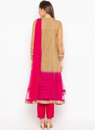 Net Hot Pink Readymade Suit