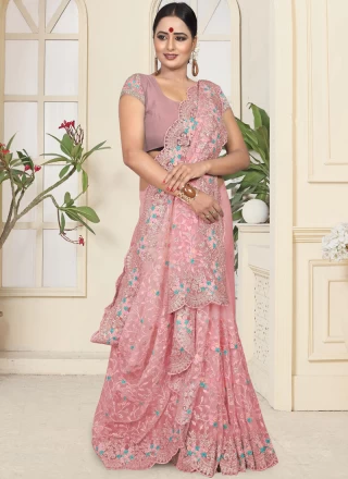 Net Pink Trendy Saree