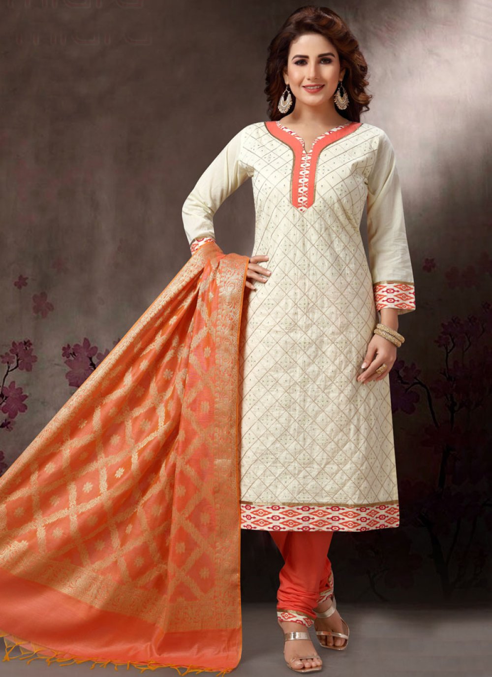 red and white churidar designs