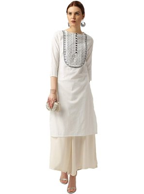 Contrast Floral Embroidered With Tie-Up String Kurta - Green – Maybell  Womens Fashion