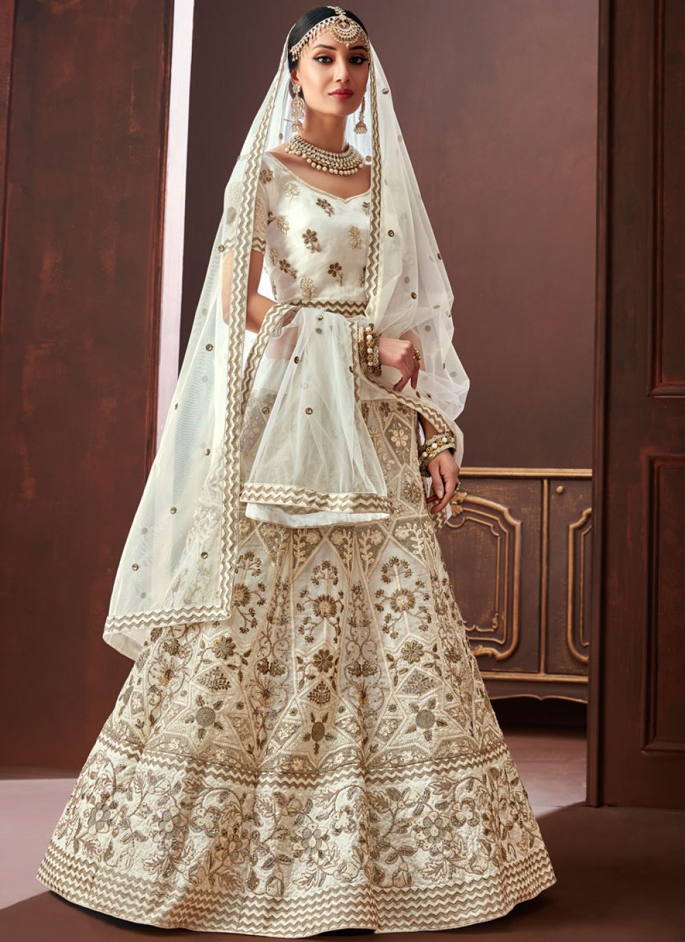 Buy Designer off White Lehenga Choli With Zari and Multiple Sequence  Embroidery Work for Woman Party Wear Lehenga Choli With Dupatta Online in  India - Etsy