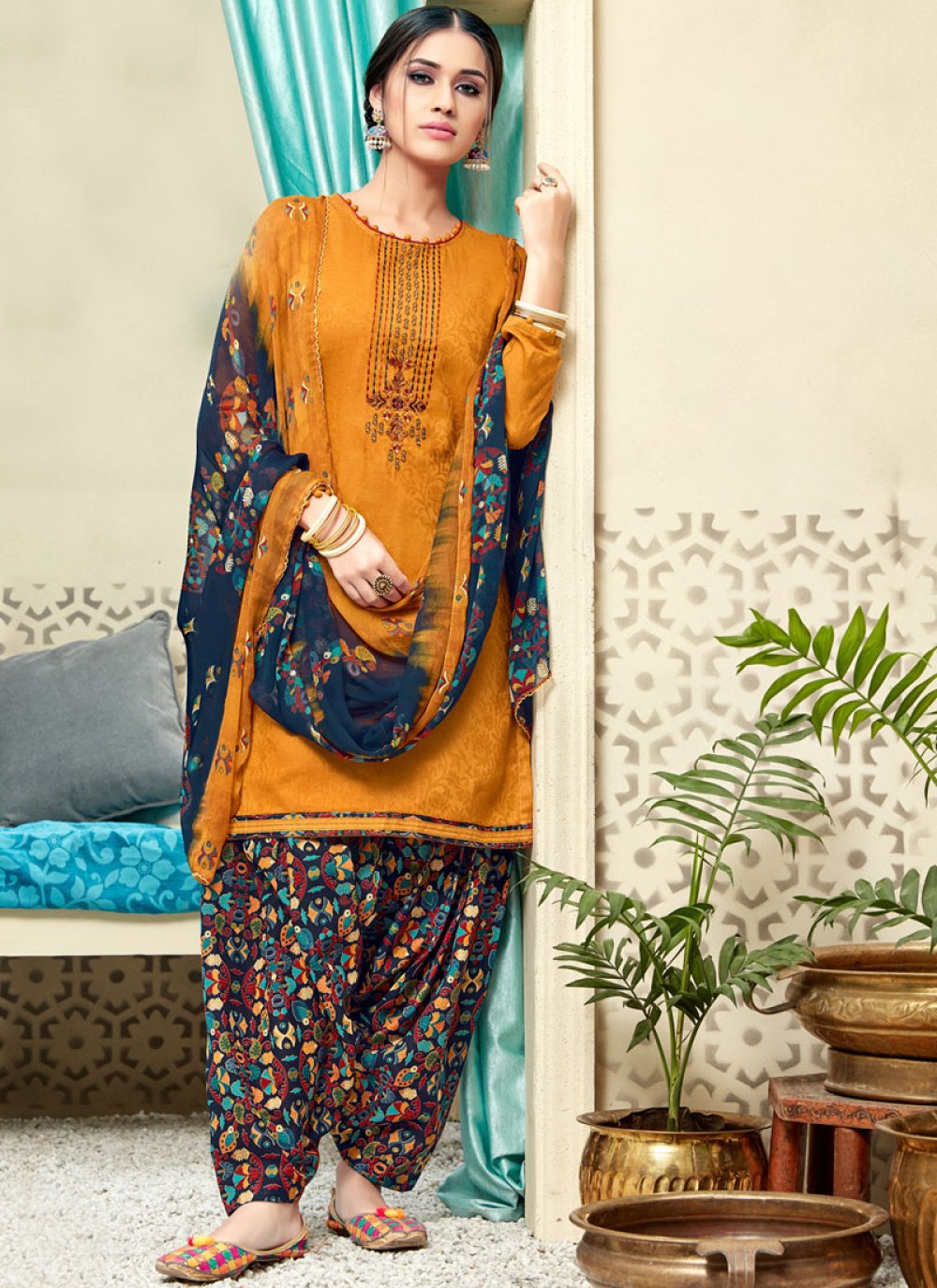 Washable Ladies Printed Punjabi Suits at Best Price in Surat | Shree Balaji  Textiles