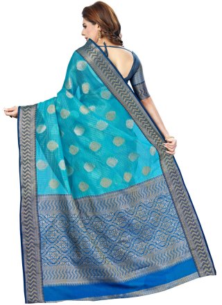 Organza Traditional Designer Saree in Blue