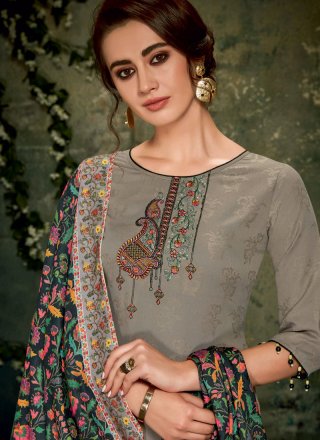 Palazzo Suit Lace Jacquard in Grey