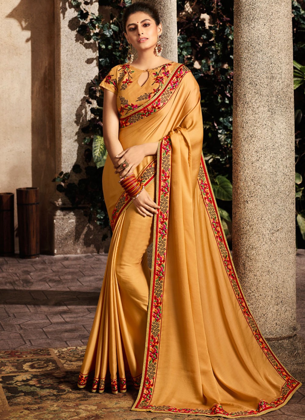 Patch Border Fancy Fabric Classic Designer Saree in Yellow