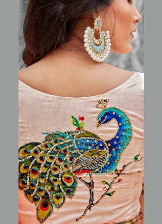 Peach Embroidered Trendy Saree