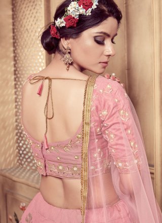 Pink Art Silk Designer Lehenga Choli