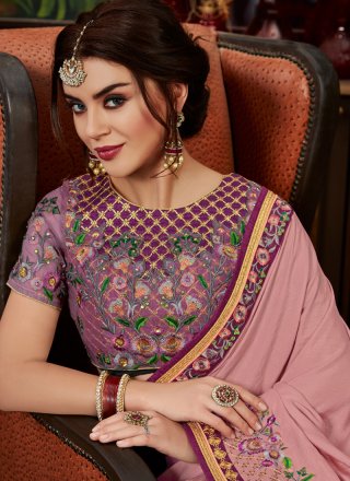 Pink Ceremonial Art Silk Designer Traditional Saree