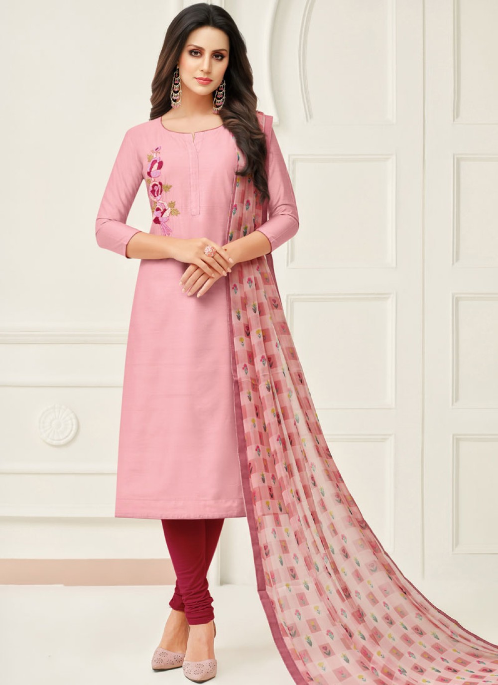 Pink Chanderi Cotton Salwar Suit