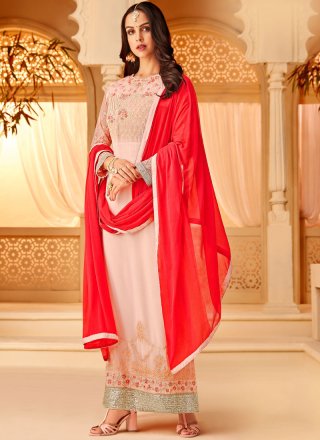 Pink Designer Straight Salwar Kameez