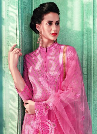 Pink Embroidered Desinger Anarkali Salwar Suit