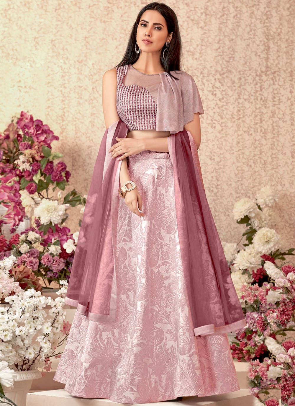 Tantalizing Baby Pink Color Net Designer Fancy Lehenga Choli | Heenastyle