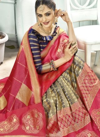 Pink Weaving Art Silk Traditional Designer Saree