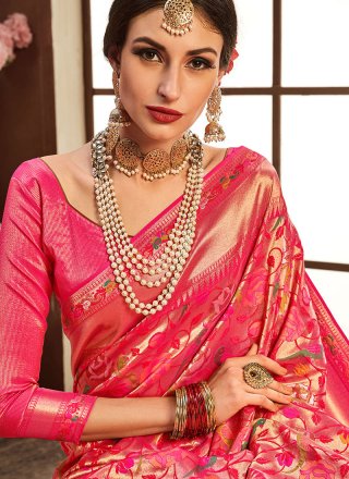 Pink Weaving Designer Bridal Sarees