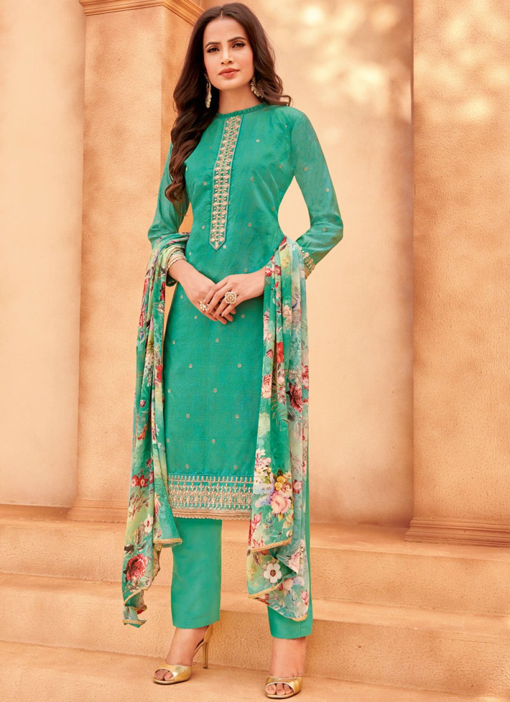 Buy Online Print Churidar Designer Suit 105012
