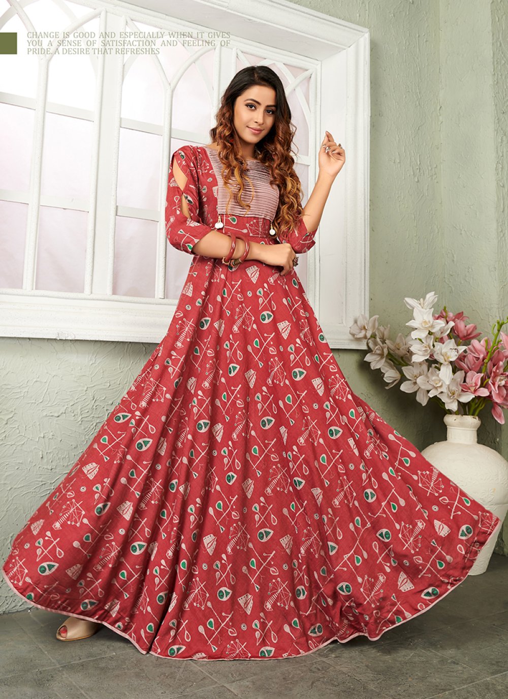 Buy Print Festival Party Wear Kurti Online 121115