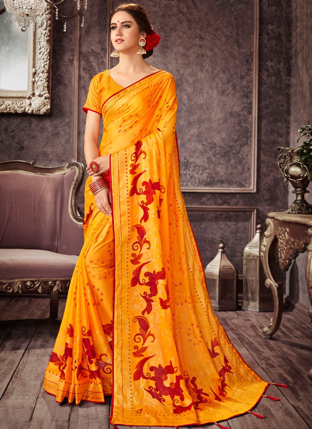 pure chiffon rajputi saree
