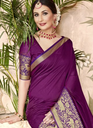 Purple Art Silk Woven Designer Traditional Saree
