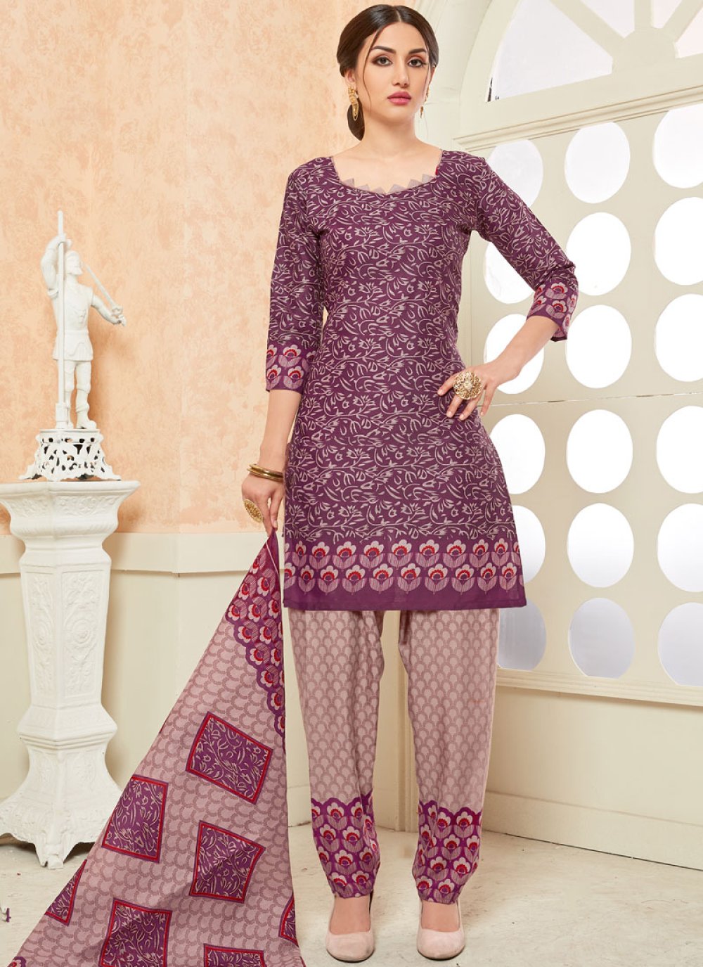 Shop Online Purple Casual Punjabi Suit : 105620