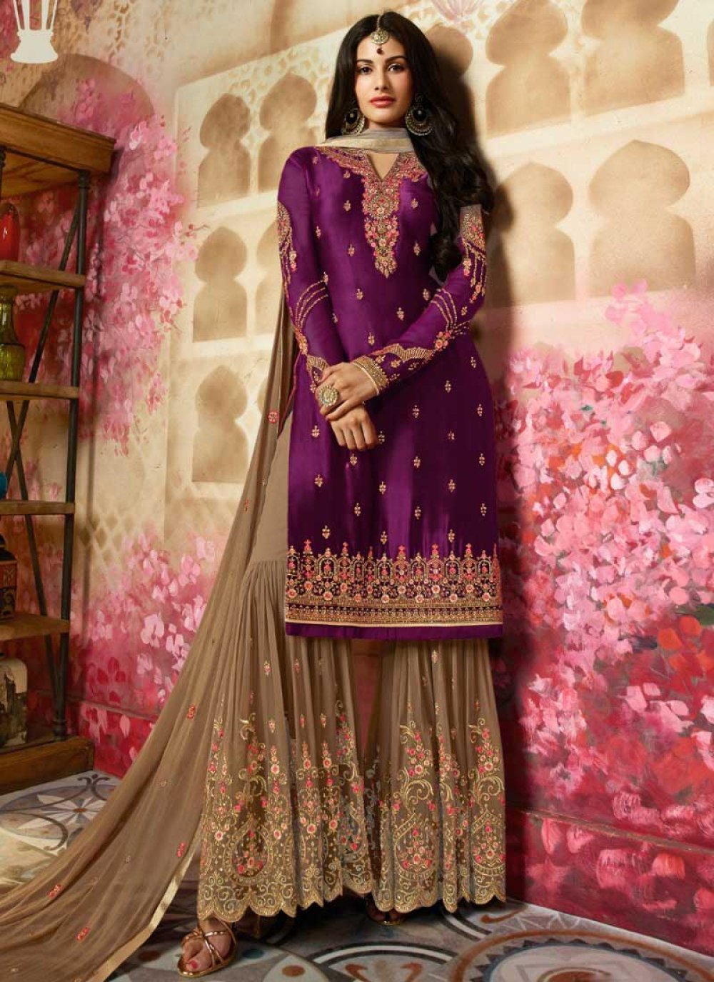 plum colour dresses pakistani