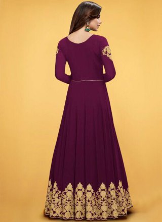 Purple Floor Length Anarkali Suit