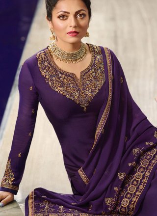 Purple Mehndi Churidar Designer Suit