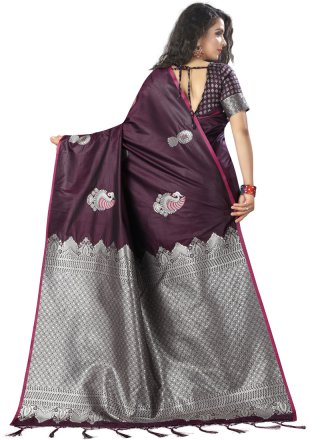 Purple Weaving Art Silk Designer Traditional Saree