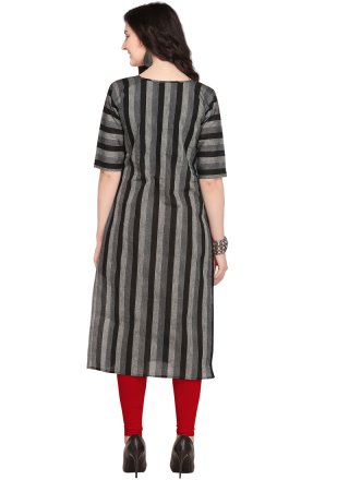 Rayon Embroidered Black and Grey Party Wear Kurti