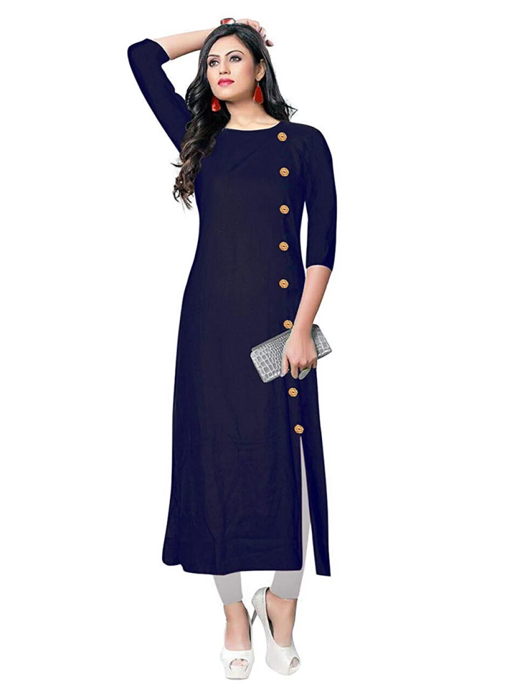 Buy GLAMGIRLS Casual Wear Nylon Net A-Line Kurti for Women-(Blue)-X-Large  at Amazon.in