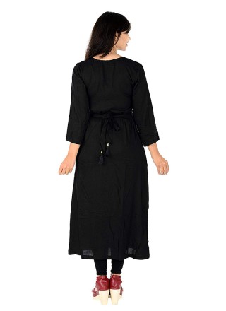Rayon Plain Designer Kurti in Black