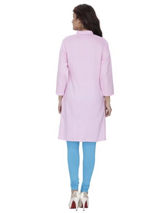 Rayon Plain Pink Designer Kurti
