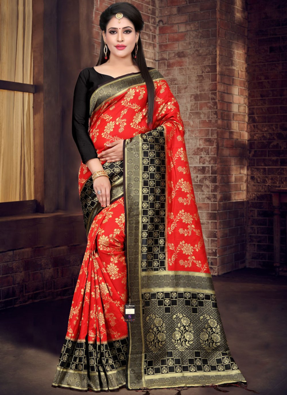 Red Art Silk Designer Saree
