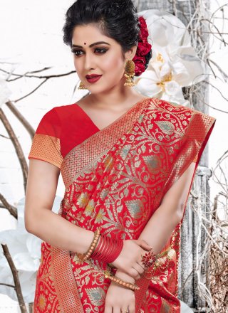 Red Art Silk Designer Traditional Saree