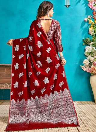 Red Color Designer Traditional Saree