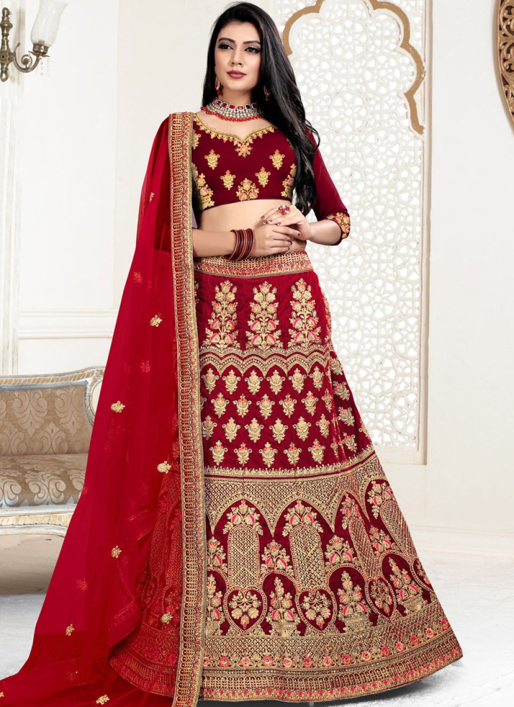 red lehenga for reception