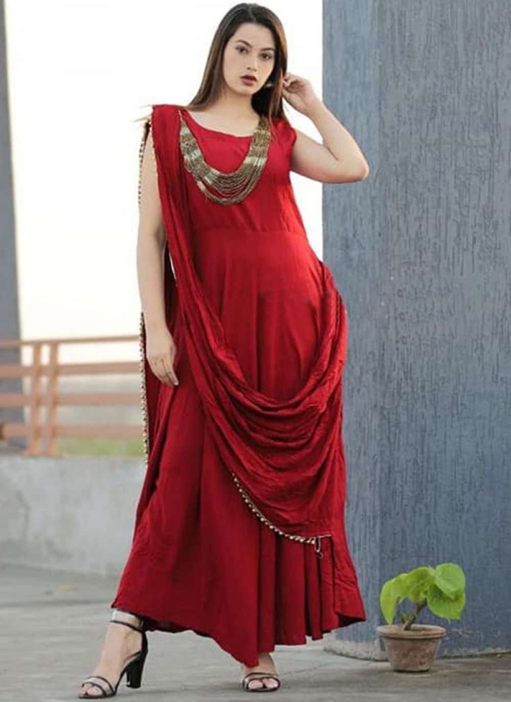 buy red gown online