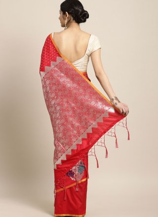 Red Weaving Art Silk Traditional Designer Saree