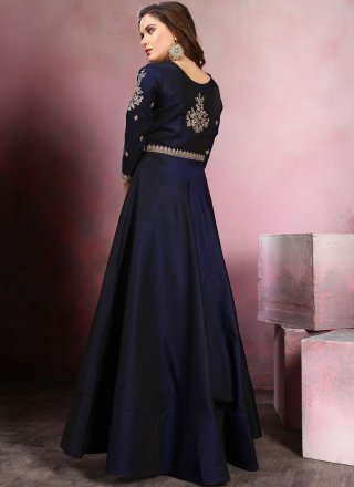 Resham Blue Readymade Gown