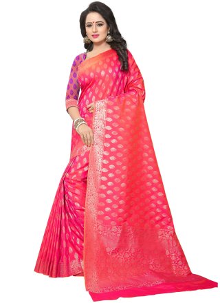 Rose Pink Weaving Traditional Saree