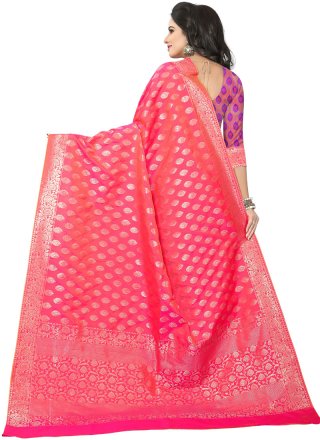 Rose Pink Weaving Traditional Saree
