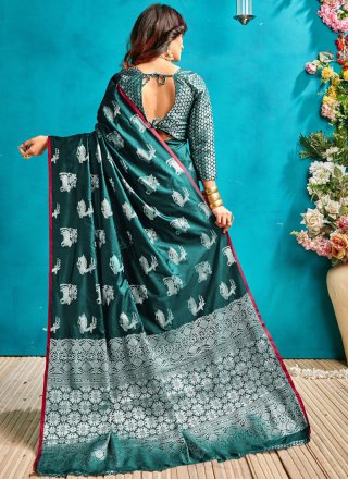 Sea Green Art Silk Woven Designer Traditional Saree
