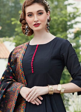 Silk Black Anarkali Salwar Kameez