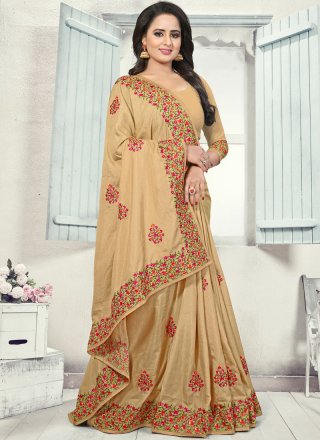 Silk Cream Resham Traditional Designer Saree